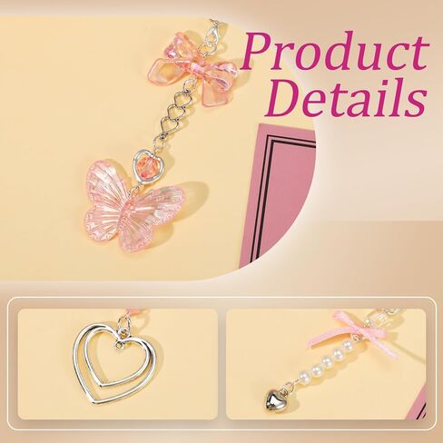 Tucnoeu 4 Pcs Pink Phone Charm Y2K Phone Charm Cute Aesthetic Phones Charms Phones Strap Charms for Bag Purse Backpack Camera Decor in Saudi Arabia