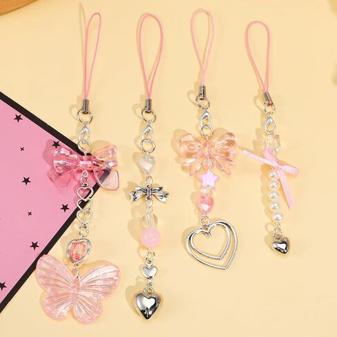 Tucnoeu 4 Pcs Pink Phone Charm Y2K Phone Charm Cute Aesthetic Phones Charms Phones Strap Charms for Bag Purse Backpack Camera Decor in Saudi Arabia