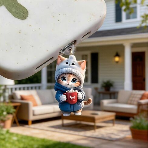 Cat with Hot Coffee Dust Plug Acrylic Charms for electronic products,Type-C Charging Port Dust Plugs Pendant Compatible with E-Reader Phone Tablet, Gift for Christmas, Birthday, Anniversary Day in Saudi Arabia