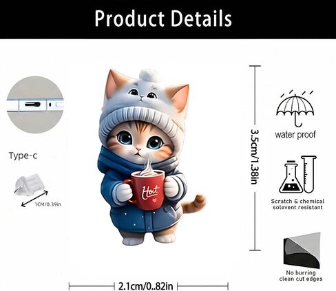 Cat with Hot Coffee Dust Plug Acrylic Charms for electronic products,Type-C Charging Port Dust Plugs Pendant Compatible with E-Reader Phone Tablet, Gift for Christmas, Birthday, Anniversary Day in Saudi Arabia