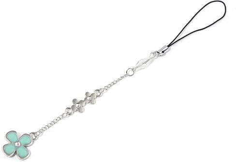 Locus Amoenus Clover Enamel Phone Charm Strap,Crystal Beaded Phone Lanyard Strap Silver Tone Chain,Accessory Gift for Women in Saudi Arabia