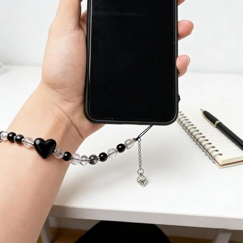 6PCS Crystal Beaded Phone Charms,Acrylic Cell Phone Wrist Strap,Classic Phones Charms Straps,Charm for Phones Case,Keychain Bracelet Straps for Camera Key Purse for Women in Saudi Arabia