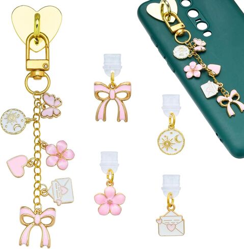 Cute Phone Charms Chains for E-Reader with 4 Matching Dust Plug Charm Type C USB C Dust Plug Charms Accessory in Saudi Arabia