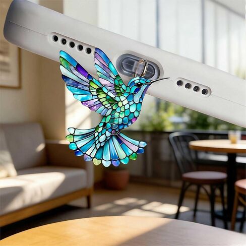 Stained Glass Hummingbird Dust Plug Acrylic Charms for electronic products,Type-C Charging Port Dust Plugs Pendant Compatible with E-Reader Phone Tablet, Gift for Christmas, Birthday, Anniversary Day in Saudi Arabia