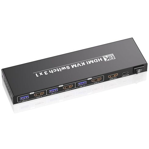 8K60Hz 4K120Hz HDMI KVM Switch 1 Monitor 3 Computers, USB3.0 3 Port KVM Switch with 4 Port USB 3.0 Hub for 3 PCs Share 1 Set of Keyboard, Mouse and 1 Monitor in Saudi Arabia