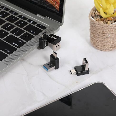 4 Pack 90 Degree USB C Adapter, USB 3.1 Male to Male Right Angle 10Gbps Up & Down Bend Aluminum Alloy for Laptop Phone in Saudi Arabia