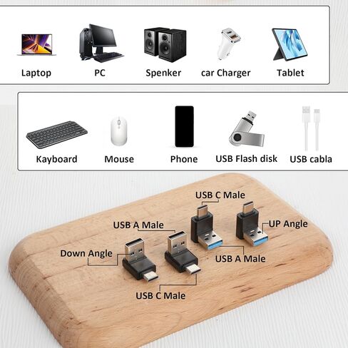 4 Pack 90 Degree USB C Adapter, USB 3.1 Male to Male Right Angle 10Gbps Up & Down Bend Aluminum Alloy for Laptop Phone in Saudi Arabia