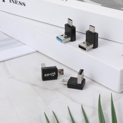 4 Pack 90 Degree USB C Adapter, USB 3.1 Male to Male Right Angle 10Gbps Up & Down Bend Aluminum Alloy for Laptop Phone in Saudi Arabia