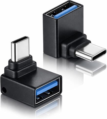 قطعتان من محول USB C إلى USB 90 درجة، زاوية قائمة من النوع C (ذكر) إلى USB-A (أنثى) محول موسع على شكل حرف L يدعم الشحن ونقل البيانات للمركبات وأجهزة الكمبيوتر المكتبية والهواتف الذكية والهاتف والكمبيوتر اللوحي والكمبيوتر المحمول in Kuwait