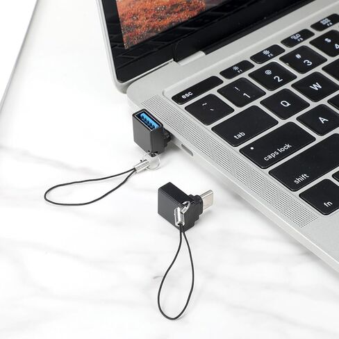 قطعتان من محول USB C إلى USB 90 درجة، زاوية قائمة من النوع C (ذكر) إلى USB-A (أنثى) محول موسع على شكل حرف L يدعم الشحن ونقل البيانات للمركبات وأجهزة الكمبيوتر المكتبية والهواتف الذكية والهاتف والكمبيوتر اللوحي والكمبيوتر المحمول in Kuwait