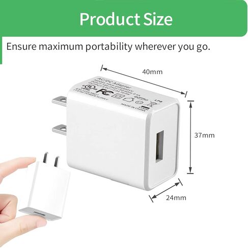 5V USB Power Adapter,USB Wall Charger Block Plug Box 5V 2A AC to USB Power Adapter for iPhone,Watch Series Kindle and More,Home & Travel Use,UL Listed, FCC,2-Pack White in Saudi Arabia