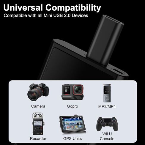USB C to Mini USB Adapter, 4 Pack USB Type Female to Mini USB 2.0 Male Converter Connector Supports Charge & Data Sync Compatible with GPS Receiver, Digital Camera, Dash Cam, MP3 Players etc, Black in Saudi Arabia