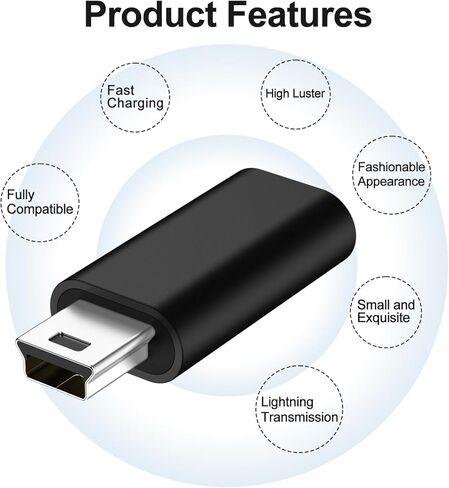 USB C to Mini USB Adapter, 4 Pack USB Type Female to Mini USB 2.0 Male Converter Connector Supports Charge & Data Sync Compatible with GPS Receiver, Digital Camera, Dash Cam, MP3 Players etc, Black in Saudi Arabia