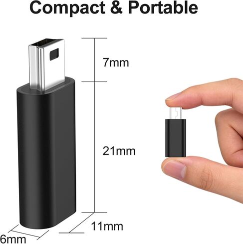 USB C to Mini USB Adapter, 4 Pack USB Type Female to Mini USB 2.0 Male Converter Connector Supports Charge & Data Sync Compatible with GPS Receiver, Digital Camera, Dash Cam, MP3 Players etc, Black in Saudi Arabia
