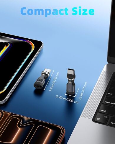 MoKo USB C 90 Degree Adapter 240W (2Pack) - Right Angle Type-C Adaptor, 180 & 360 Degree USBC to USB C Charging Adapter for iPhone 17 Air 16 15 Pro Max, MacBook/iPad, Galaxy, Gray in Saudi Arabia