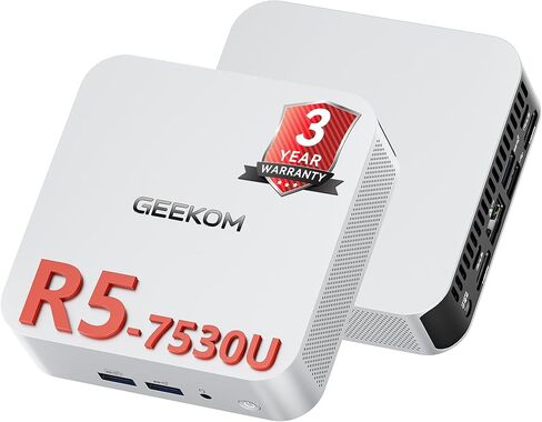 GEEKOM 2026 A5 Pro High-Performance Mini PC with AMD Ryzen 5 7530U, 16GB DDR4 RAM(Up to 96GB, Not LPDDR), 1TB NVMe SSD|Windows 11 Pro|4 Displays| 8K |Wi-Fi 6|3-Year Coverage|Education|Office|Coding in Kuwait