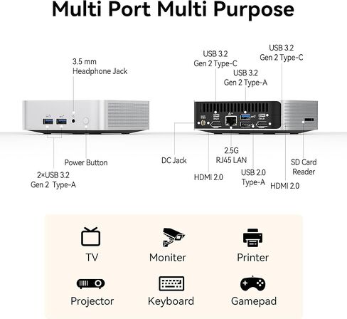 GEEKOM 2026 A5 Pro High-Performance Mini PC with AMD Ryzen 5 7530U, 16GB DDR4 RAM(Up to 96GB, Not LPDDR), 1TB NVMe SSD|Windows 11 Pro|4 Displays| 8K |Wi-Fi 6|3-Year Coverage|Education|Office|Coding in Kuwait