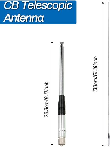 CB Antenna 27MHz Telescopic SMA-Female, ham Radio Antenna Compatible with Radtel RT-950 PRO RT-860 RT-880 RT-880G, Compatible for Bajeton BJ-7800 BJ-8300 BJ-9000 Handheld cb Radio in Kuwait