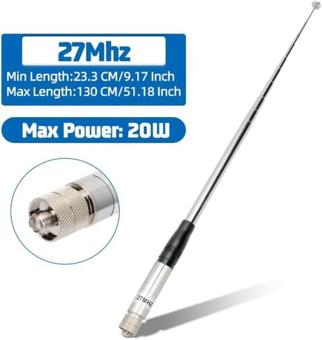 CB Antenna 27MHz Telescopic SMA-Female, ham Radio Antenna Compatible with Radtel RT-950 PRO RT-860 RT-880 RT-880G, Compatible for Bajeton BJ-7800 BJ-8300 BJ-9000 Handheld cb Radio in Kuwait
