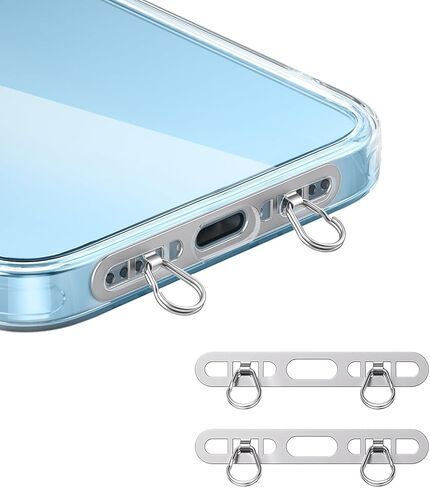 عبوتان من عروات ربط الهاتف المعدنية لهاتف iPhone - رقعة حبل للهاتف من الفولاذ المقاوم للصدأ مع حلقتين in Kuwait