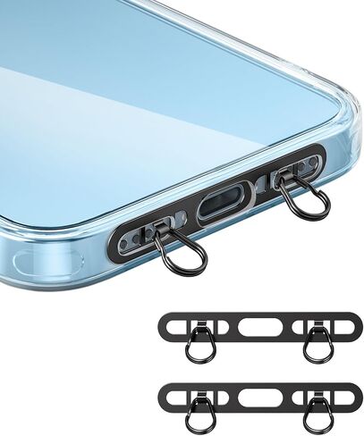 2 Pack Metal Phone Tether Tabs for iPhone - Stainless Steel Phone Lanyard Patch with 2 rings in Saudi Arabia