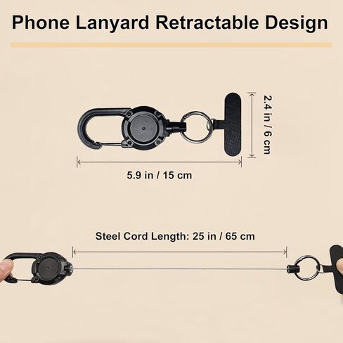 2pc Anti-Drop Phone Tether, Retractable Steel Line Anti-Theft Cellphone Lanyard for Outdoor Hiking, Traveling, Work in Kuwait