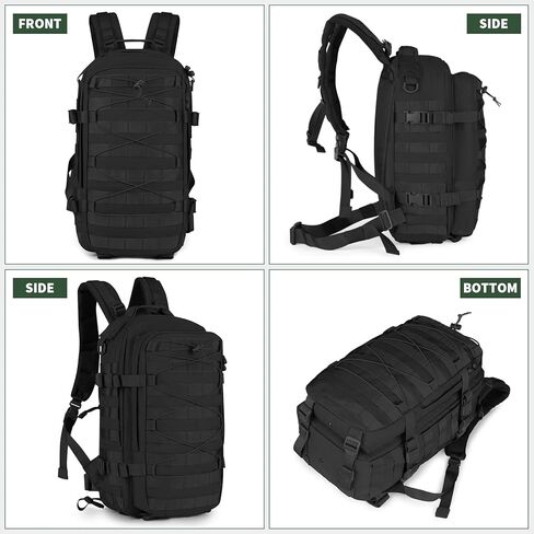 G-raphy Tactical Backpack 20L, Small Military Rucksack Daypack Molle Army Work Bag Motorcycle Backpacks for Men Women Camping Cycling Travelling Hiking Sports Outdoors (Black-2) in Saudi Arabia