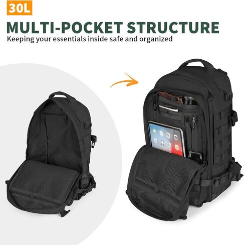 G-raphy Tactical Backpack 20L, Small Military Rucksack Daypack Molle Army Work Bag Motorcycle Backpacks for Men Women Camping Cycling Travelling Hiking Sports Outdoors (Black-2) in Saudi Arabia