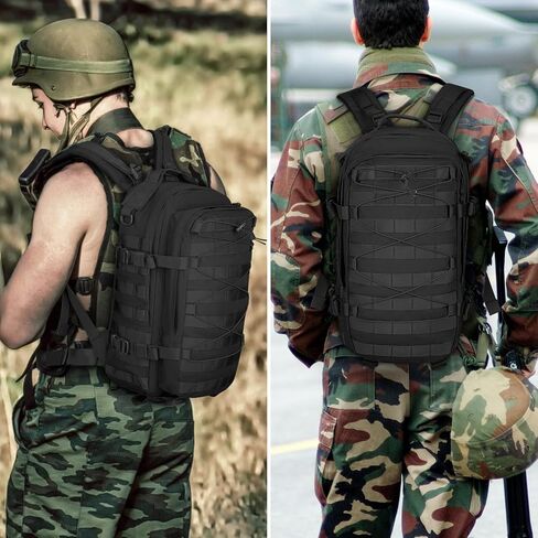G-raphy Tactical Backpack 20L, Small Military Rucksack Daypack Molle Army Work Bag Motorcycle Backpacks for Men Women Camping Cycling Travelling Hiking Sports Outdoors (Black-2) in Saudi Arabia
