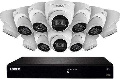 Lorex Technology N4K3-1612WD 16 Channel 3TB 4K Fusion NVR System with Twelve 4K (8MP) IP Dome Cameras with Listen-in Audio, 130ft Night Vision, Color Night Vision,12 Dome in Saudi Arabia