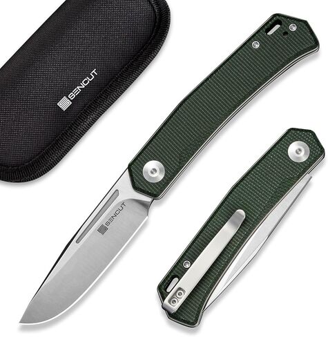 SENCUT Braxx Slip Joint Pocket Knife, Folding Knife with Canvas Micarta Handle, 3.12'' Blade EDC Knives for Outdoor Camping Gifts S25089-2(Green) in Kuwait