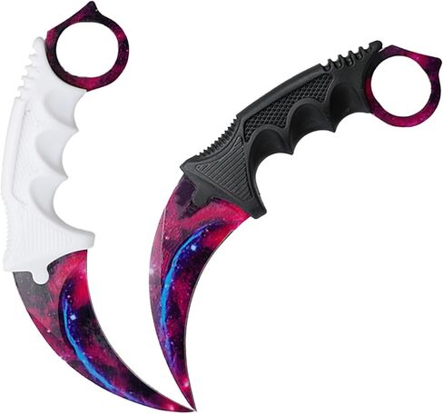 Karambit Knife Set of 2 Fixed Blade Tactical Knives CSGO Survival Weapon Hunting Claw Knife Camping Tools (Galaxy Couple) in Saudi Arabia