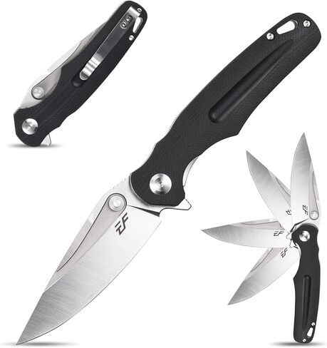Eafengrow EF967 Pocket Folding Knife with Pocket Clip Fast Opening Ball Bearing Folder G10 Handle D2 Blade EDC Tactical Knife for Outdoor Camping Hiking(Jade) in Saudi Arabia