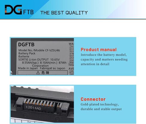 DGFTB New CF-VZSU46 Laptop Battery for Panasonic Toughbook CF-30 CF-31 CF-53 Series CF-VZSU46S CF-VZSU46U CF-VZSU46R CF-VZSU46AU CF-VZSU71U CF-VZSU72U CF-VZSU1430U (10.65V 87Wh/8550mAh/9Cell) in Saudi Arabia