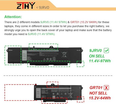 9JRV0 97Wh Laptop Battery Replacement for Dell Latitude 5521 5531 Precision 3561 3571 3581 3591 Alienware m17 R5 AMD/ Alienware m18 R1 R2/ Alienware m18 R1 AMD Series 0P3TJ 05RGW 53XP7 11.4V 8071mAh in Saudi Arabia