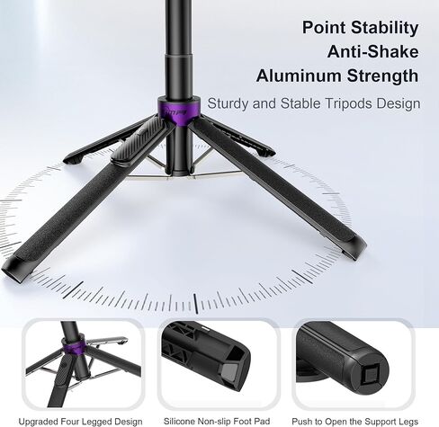 Magnetic Tripod for iPhone with 1/4" Screw, 53" MagSafe Selfie Stick Tripod with Remote & Metal Ring, 4-Leg Stable Phone & Camera Tripod for Video Recording, Gym, Vlogging, TikTok, Travel, Black in Saudi Arabia