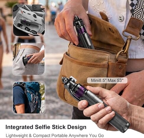 Magnetic Tripod for iPhone with 1/4" Screw, 53" MagSafe Selfie Stick Tripod with Remote & Metal Ring, 4-Leg Stable Phone & Camera Tripod for Video Recording, Gym, Vlogging, TikTok, Travel, Black in Saudi Arabia