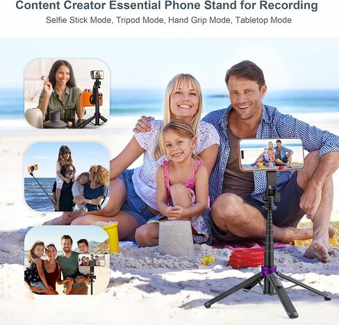 Magnetic Tripod for iPhone with 1/4" Screw, 53" MagSafe Selfie Stick Tripod with Remote & Metal Ring, 4-Leg Stable Phone & Camera Tripod for Video Recording, Gym, Vlogging, TikTok, Travel, Black in Saudi Arabia