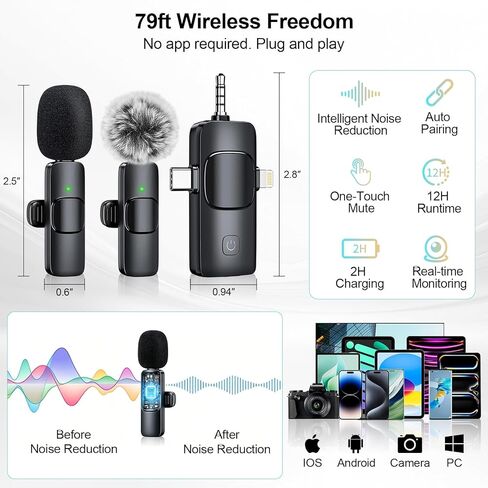 Content Creator Essentials Vlogging Kit for iPhone, 71" Tripod for iPhone Video Recording with Light, Wireless Microphones, Remote, Selfie Stick Phone Stand for TikTok, YouTube in Saudi Arabia