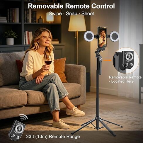 Content Creator Essentials Vlogging Kit for iPhone, 71" Tripod for iPhone Video Recording with Light, Wireless Microphones, Remote, Selfie Stick Phone Stand for TikTok, YouTube in Saudi Arabia
