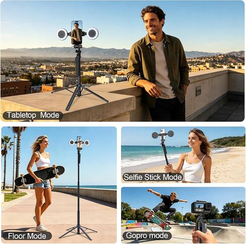 Content Creator Essentials Vlogging Kit for iPhone, 71" Tripod for iPhone Video Recording with Light, Wireless Microphones, Remote, Selfie Stick Phone Stand for TikTok, YouTube in Saudi Arabia