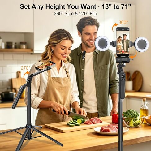 Content Creator Essentials Vlogging Kit for iPhone, 71" Tripod for iPhone Video Recording with Light, Wireless Microphones, Remote, Selfie Stick Phone Stand for TikTok, YouTube in Saudi Arabia