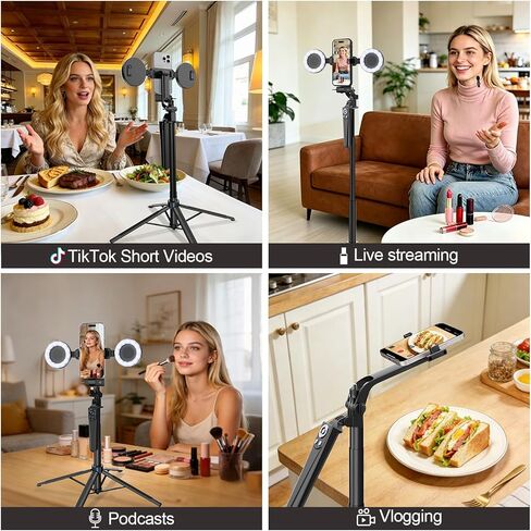 Content Creator Essentials Vlogging Kit for iPhone, 71" Tripod for iPhone Video Recording with Light, Wireless Microphones, Remote, Selfie Stick Phone Stand for TikTok, YouTube in Saudi Arabia