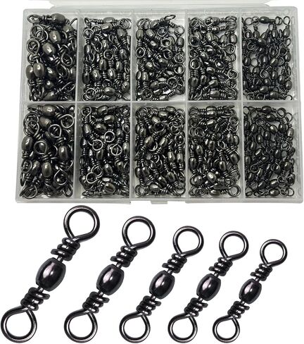 Fishing Barrel Swivels, 250pcs Fishing Swivels for Salwater Freshwater, High Strength Fishing Tackle Leader Line Lure Connector in Saudi Arabia