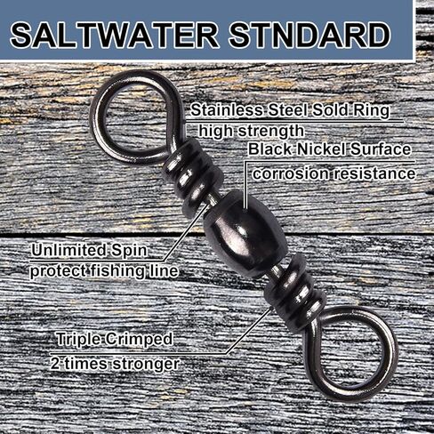 Fishing Barrel Swivels, 250pcs Fishing Swivels for Salwater Freshwater, High Strength Fishing Tackle Leader Line Lure Connector in Saudi Arabia