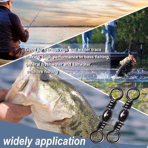 Fishing Barrel Swivels, 250pcs Fishing Swivels for Salwater Freshwater, High Strength Fishing Tackle Leader Line Lure Connector in Saudi Arabia