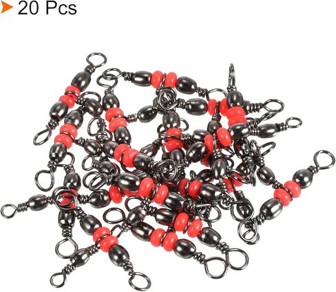 3 Way Swivel, 20Pcs 55lb Stainless Steel Cross Line T-Turn Triple Barrel Terminal Tackle for Saltwater Freshwater Fishing, Black in Saudi Arabia