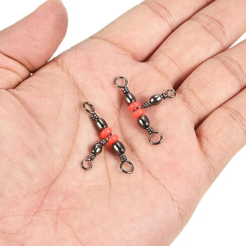 3 Way Swivel, 20Pcs 55lb Stainless Steel Cross Line T-Turn Triple Barrel Terminal Tackle for Saltwater Freshwater Fishing, Black in Saudi Arabia