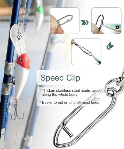Ball Bearing Swivel with Speed Clips Snap Kit 22pcs - Heavy Duty Stainless Steel Polished Silver Fishing Swivels Snaps Sizes 0#- 4#, 44LB-99LB Saltwater Freshwater Fishing Lure Quick Clips in Kuwait
