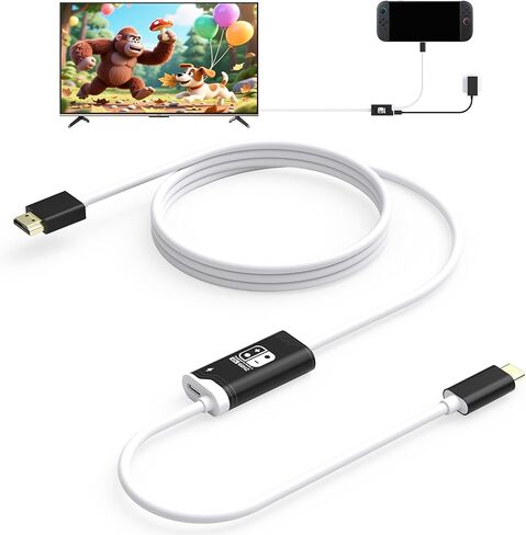 Switch 2 Dock, 4K@60HZ 6ft, USB C to HDMI Replacement Cable for Nintendo 2 Dock, Portable Travel TV Base Adapter ＆ Travel NS 2 Docking Station Cord Compatible with Nintendo OLED in Kuwait
